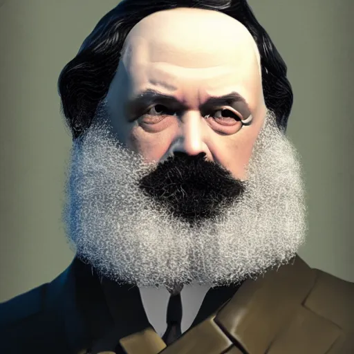 Prompt: karl marx as dieselpunk android, highly detailed portrait, unreal engine