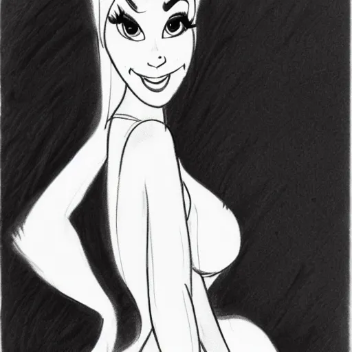 Image similar to milt kahl pencil sketch of kim kardashian