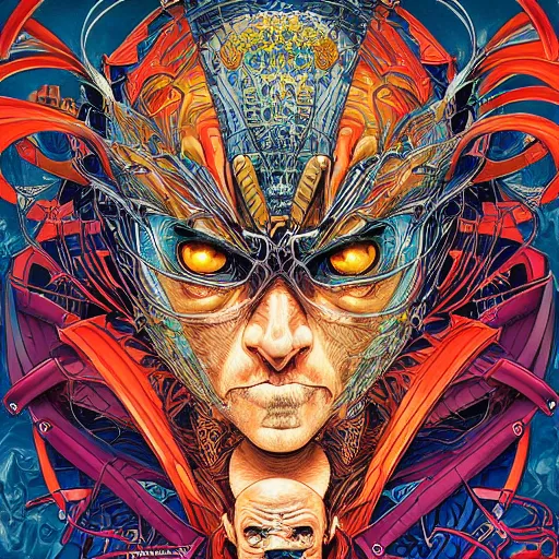 Image similar to portrait of crazy birdman, symmetrical, hyper detailed, by yoichi hatakenaka, masamune shirow, josan gonzales and dan mumford, ayami kojima, takato yamamoto, barclay shaw, karol bak, yukito kishiro