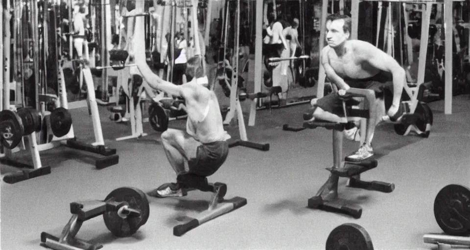 Image similar to photo in color, yeltsin in the gym, clear photo