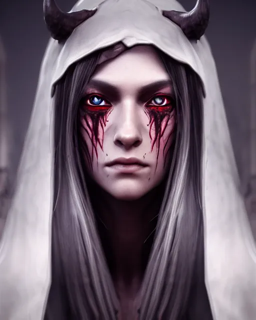 Image similar to headshot portrait of the demonic priestess, cgsociety, detailed, unreal engine, textured, cinematic, character design