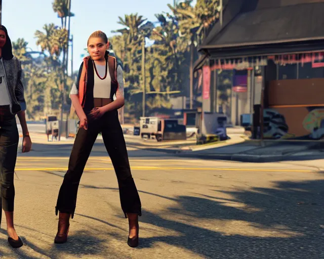 Prompt: zendaya and hunter schafer in gta 5, cdx