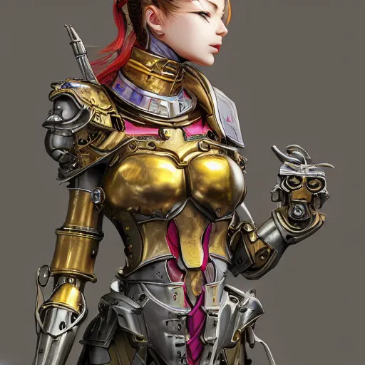 Image similar to studio portrait of lawful good colorful female holy mecha paladin absurdly beautiful, elegant, young sensual graceful woman, ultrafine hyperrealistic detailed face illustration by kim jung gi, irakli nadar, intricate linework, sharp focus, bright colors, matte, octopath traveler, final fantasy, unreal engine highly rendered, global illumination, radiant light, intricate environment