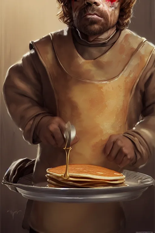 Image similar to tyrion lannister making pancakes animation pixar style, by magali villeneuve, artgerm, jeremy lipkin and michael garmash, rob rey and kentaro miura style, golden ratio, trending on art station