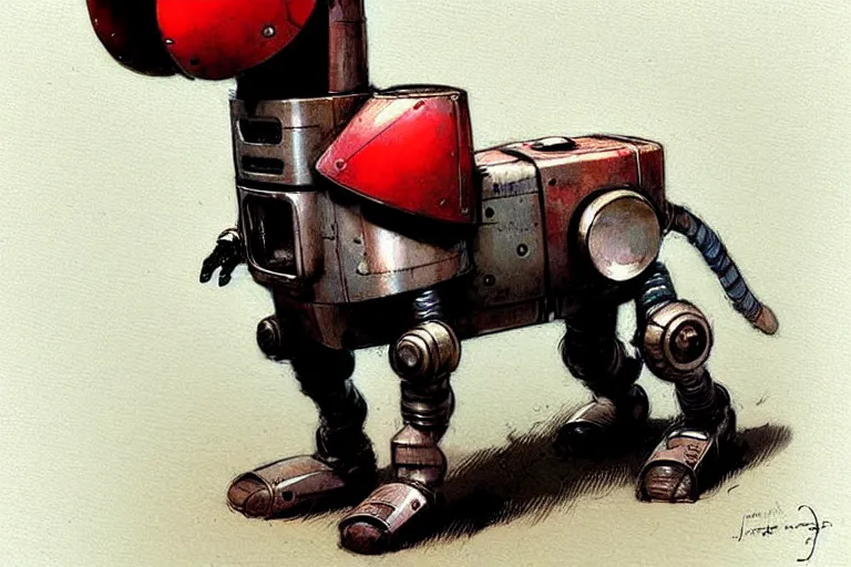 Image similar to adventurer ( ( ( ( ( 1 9 5 0 s retro future robot android dog. muted colors. ) ) ) ) ) by jean baptiste monge!!!!!!!!!!!!!!!!!!!!!!!!! chrome red