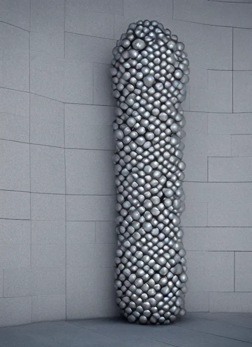 Image similar to highly detailed realistic architecture 3 d render of a futurisctic metallic stele made from balls standing in a city park, archdaily, made in unreal engine 4 octane render