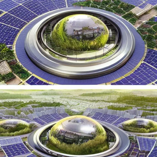 Image similar to a solarpunk domed city