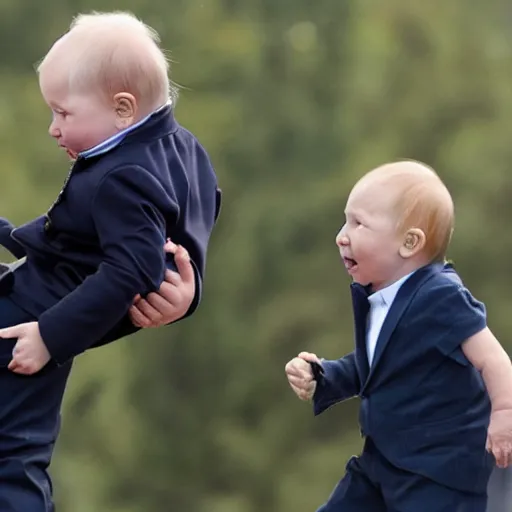 Image similar to Putin giving baby trump a piggyback ride