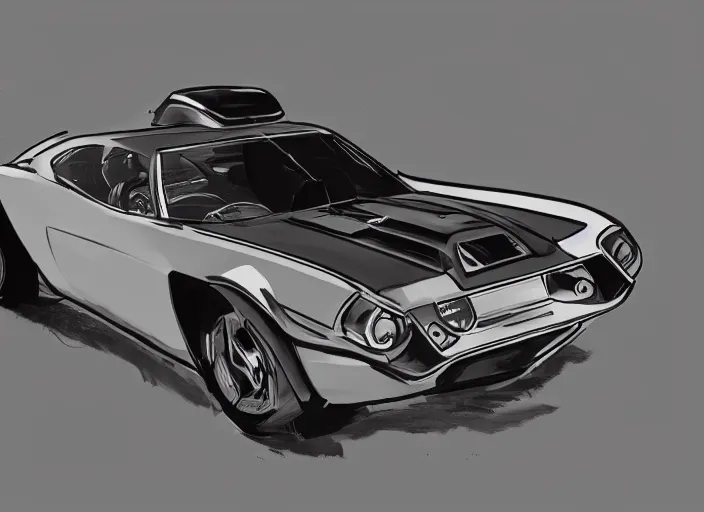 Prompt: knight rider kitt car, speed racer mach 5 car, car concept art in the style of dieter rams and syd mead