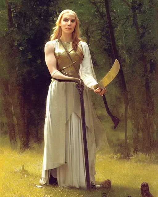 Image similar to rhea seehorn as kim wexler in fantasy medieval costume by Michael Whelan, William Adolphe Bouguereau, John Williams Waterhouse