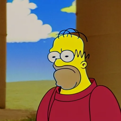 Image similar to a still photo of the real homer simpson