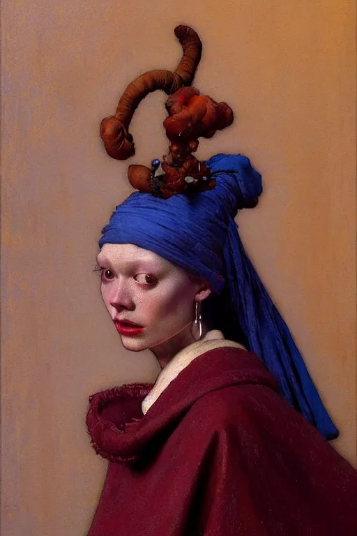 Prompt: full character portrait system shock character not the girl with the pearl earring character design, painting by gaston bussiere, katsuya terada, nc wyeth, greg rutkowski, craig mullins, vermeer, frank frazetta, mucha, tom of finland, trending on artstation, jeffery catherine jones