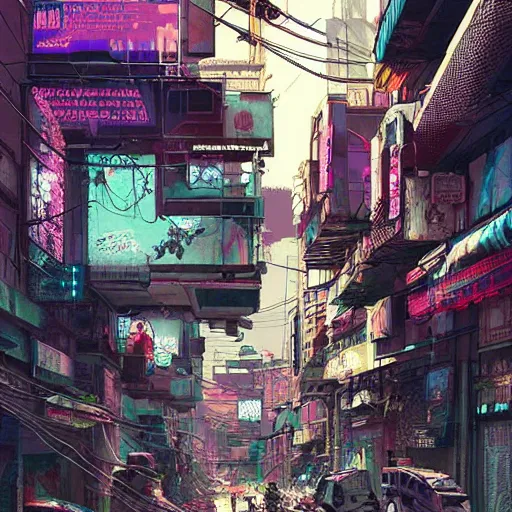 Prompt: cyberpunk kashmir streets, aesthetic!!!!!!, trending on artstation, intricate, highly detailed