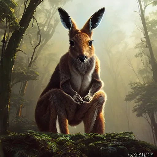 Prompt: Highly detailed portrait of Kangaroo wearing oakleys, Stephen Bliss, unreal engine, fantasy art by Greg Rutkowski, Loish, Rhads, ferdinand knab, Makoto Shinkai and Lois van baarle, ilya kuvshinov, rossdraws, Tom Bagshaw, alphonse mucha, global illumination, radiant light, detailed and intricate environment