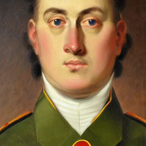 Image similar to facial portrait of nfl detroit lions dictator, military uniform, 1 8 3 4, oil on canvas by william sidney mount