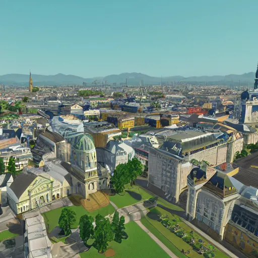 Prompt: vienna in the style of cities skylines