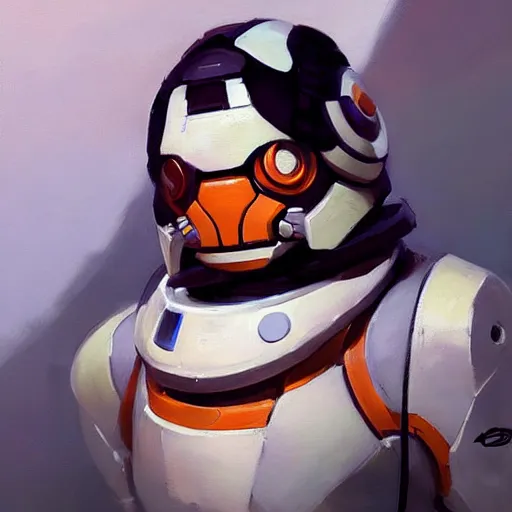 Image similar to greg manchess portrait painting of bb 8 as overwatch character, medium shot, asymmetrical, profile picture, organic painting, sunny day, matte painting, bold shapes, hard edges, street art, trending on artstation, by huang guangjian and gil elvgren and sachin teng