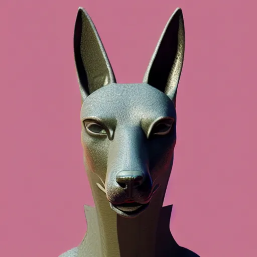 Prompt: anubis, nasus, digital model, head, detailed, beeple, art station, egypt, full color, head, colored, perfect lines, symetric