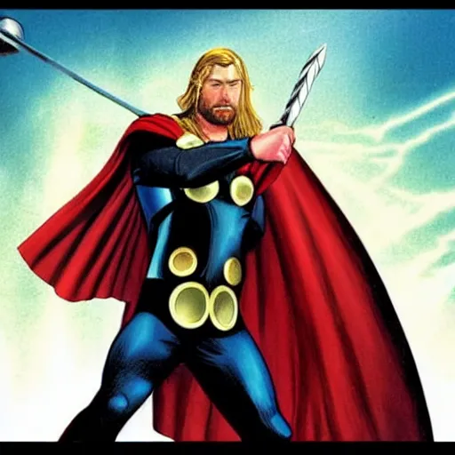 Image similar to Thor in the style of Alex Ross