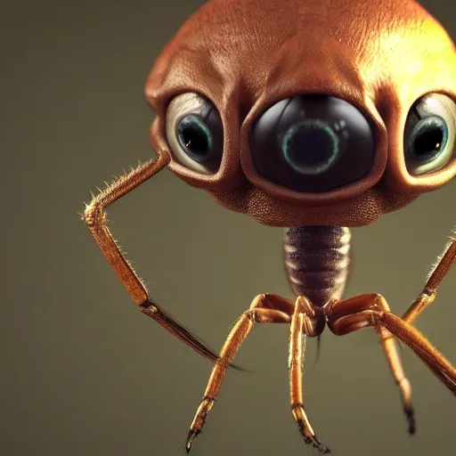 Image similar to tiny embryonic horse creature with 8 spider legs and one large eye for a head, trending on artstation, scary, subsurface scattering, horse, spider