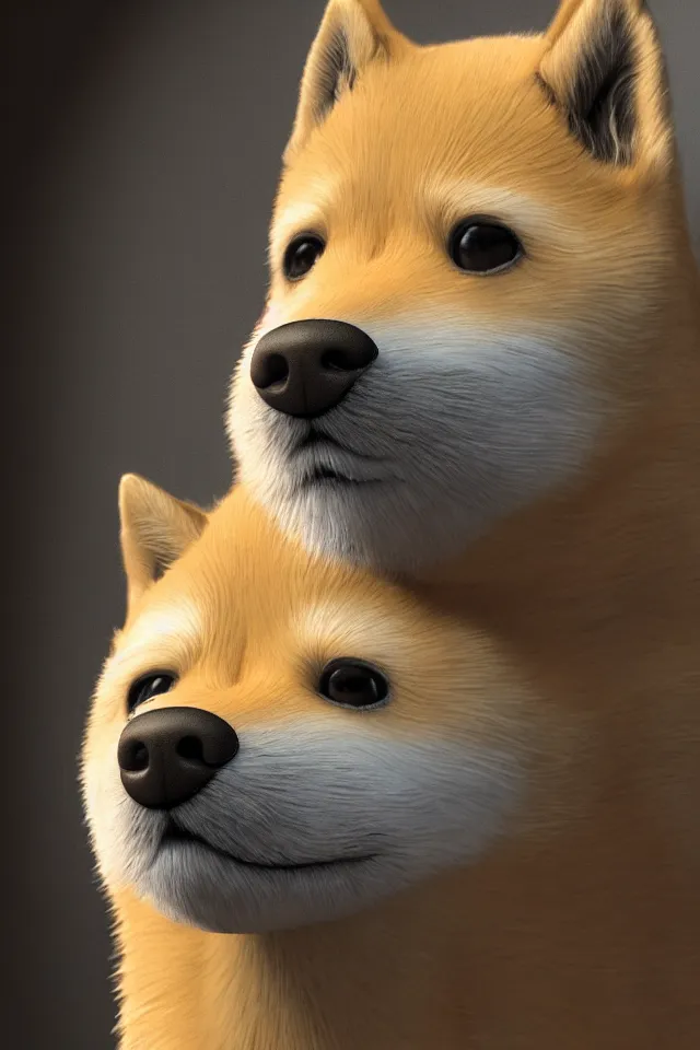 Image similar to a portrait of the doge meme, hyperrealistic, rtx, studio lighting, ray tracing, global illumination, highly detailed, octane render, rendered in unreal engine 5, studio quality, shot through a canon ef 7 0 - 3 0 0 mm f / 4 - 5. 6