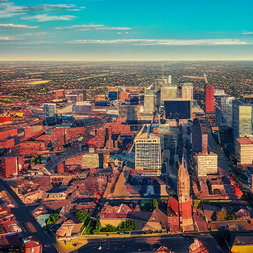 Image similar to Aerial tilt-shifted photograph of Columbus, OH with a rainbow