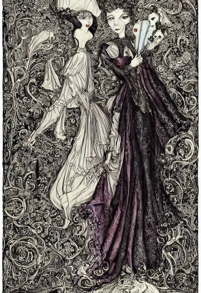 Prompt: medieval noblewoman by tim burton | hyperdetailed | classy |