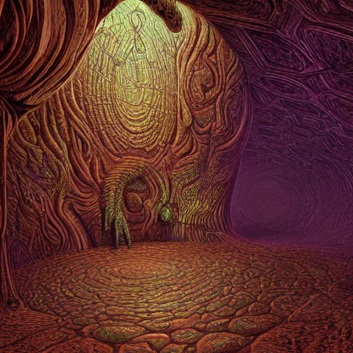 Image similar to photorealistic eldritch honeypunk alien architecture in the style of gustave dore and michael whelan. hyperdetailed photorealism, 1 0 8 megapixels, amazing depth, high resolution, 3 d shading, 3 d finalrender, 3 d cinematic lighting, glowing rich colors, psychedelic overtones, artstation concept art.