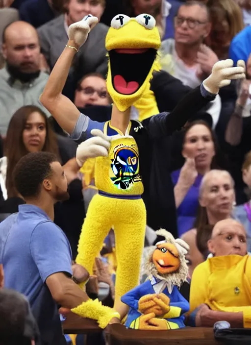 Image similar to steph curry hosting the muppet show