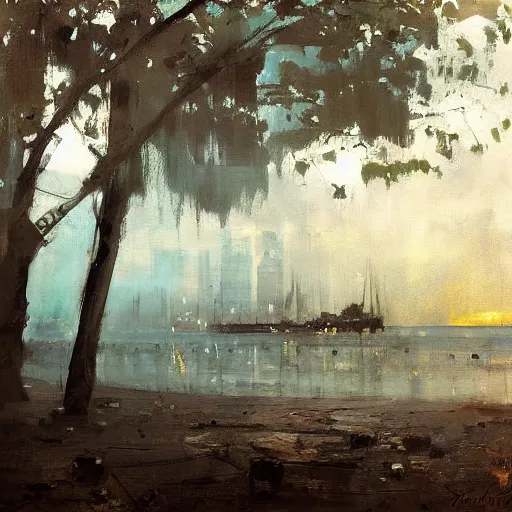 Image similar to toronto islands painting by jeremy mann