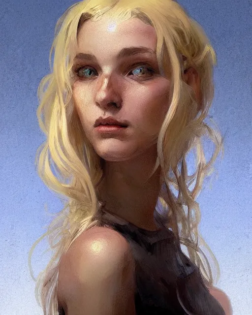 Image similar to '' Portrait of Beautiful blonde Slavic woman in her early 30’s, league of legends, LOL, fantasy, d&d, digital painting, artstation, concept art, sharp focus, illustration, art by greg rutkowski and alphonse mucha ''