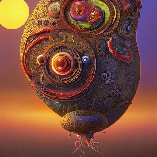 Prompt: boing boing on the ringy dingy, a surrealist painting by naoto hattori, sunset, by morphius, intricate, detailed illustration, by greg rutkowski and alphonse mucha, paul lehr and beeple, iridescent accents, ray tracing, product lighting, sharp, smooth, masterpiece, cinema 4 d