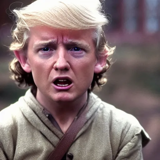 Image similar to donald trump as frodo in the lord of the rings, award winning photo