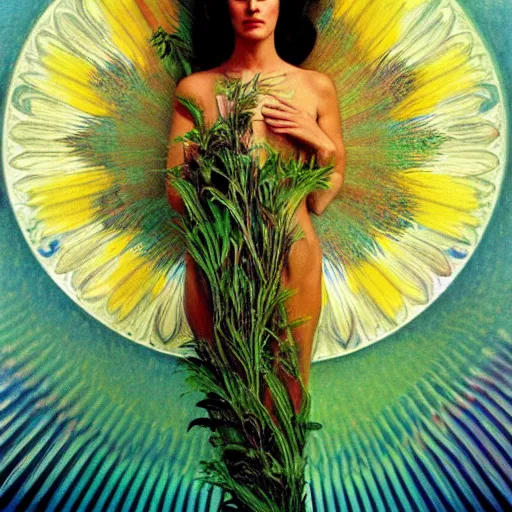 Prompt: extremely beautiful futuristic super schizophrenic psychedelic prismatic superhuman, lush detail, national geographic, steichen, herb ritts, roger deakins, anne leibovitz, alphonse mucha, sharp focus, ultra - realistic, hyperrealism, isotonic, beautiful madwoman