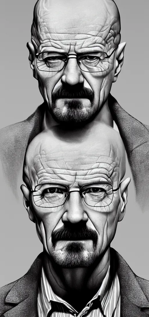 Image similar to phone wallpaper of a photo portrait of walter white posing, black and white photo