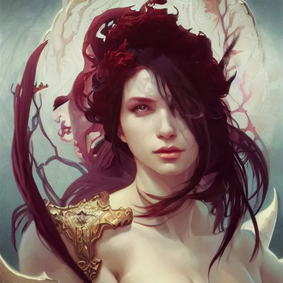 Prompt: beautiful illustrated portrait of a demon lord, painted portrait, 4k, trending on artstation, octane render, art by artgerm and greg rutkowski and alphonse mucha and craig mullins and James Jean and Andrei Riabovitchev and Marc Simonetti and peter mohrbacher