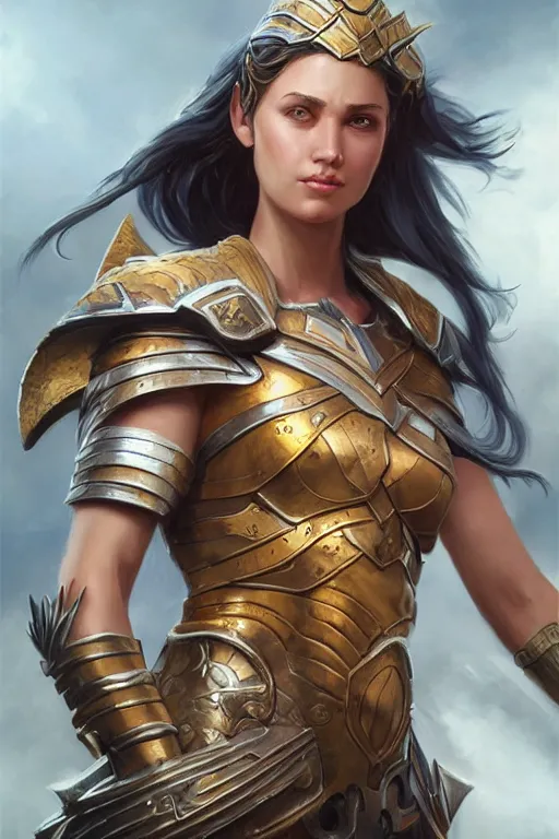 Image similar to amazon valkyrie athena, d & d, fantasy, portrait, highly detailed, headshot, digital painting, trending on artstation, concept art, sharp focus, illustration, art by artgerm and greg rutkowski and magali villeneuve