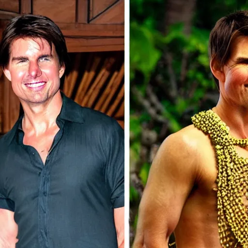 Prompt: tom cruise wearing traditional Bali dress, perfect faces, award winning photography