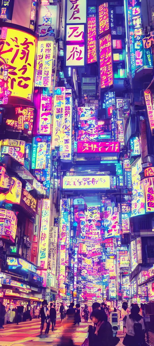 Prompt: beautiful anime style vaporware tokyo japan, neon pasten, akihabara