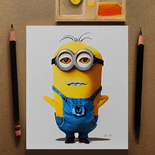 Pencil Sketch of Minion - Desi Painters