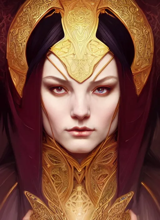 Image similar to symmetry!! portrait of a female sorcerer, dar fantasy, intricate, elegant, highly detailed, my rendition, digital painting, artstation, concept art, smooth, sharp focus, illustration, art by artgerm and greg rutkowski and alphonse mucha and huang guangjian and gil elvgren and sachin teng