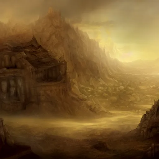 Prompt: hell landscape detailed matte painting