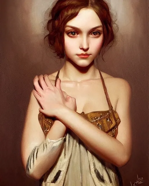 Image similar to a girl focused on chessboard, beautiful face, oil on canvas, artstation, by j. c. leyendecker and edmund blair leighton and charlie bowater, beautiful face, octane, very aesthetic!!!!!!!!!!!!!!! stunning gorgeous big eyes