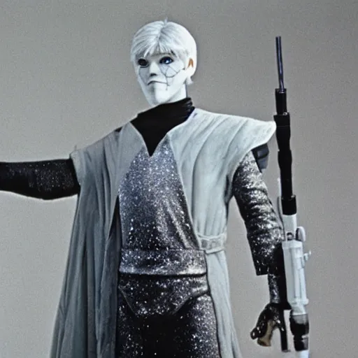 Prompt: a film still of jack frost in star wars 1 9 7 7 realistic, detailed, wearing suit