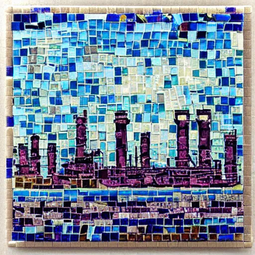 Image similar to grangemouth oil refinery in small mosaic tiles by erin hanson