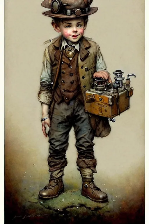Prompt: (((((1950s steampunk adventurer boy inventer explorer . muted colors.))))) by Jean-Baptiste Monge !!!!!!!!!!!!!!!!!!!!!!!!!!!