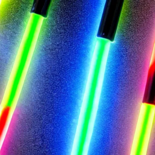 Image similar to a light saber made of multiple colors inside of it