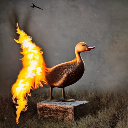 Image similar to Monstrous duck breathing fire