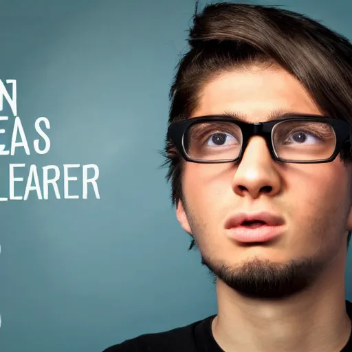 Prompt: Young man with glasses, long hair and glasses screams in fear at a calendar