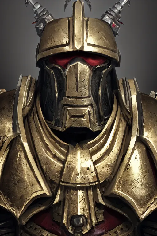 Image similar to armor portrait heros warhammer 4 0 k horus heresy fanart - the primarchs emperor by johannes helgeson animated with vfx concept artist & illustrator global illumination ray tracing hdr fanart arstation zbrush central hardmesh 8 k octane renderer comics stylized